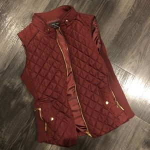 Burgundy zip vest